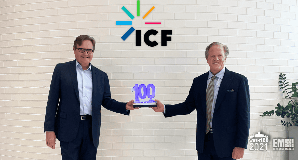 ICF CEO John Wasson Receives Second Consecutive Wash100 Award From Executive Mosaic CEO Jim Garrettson