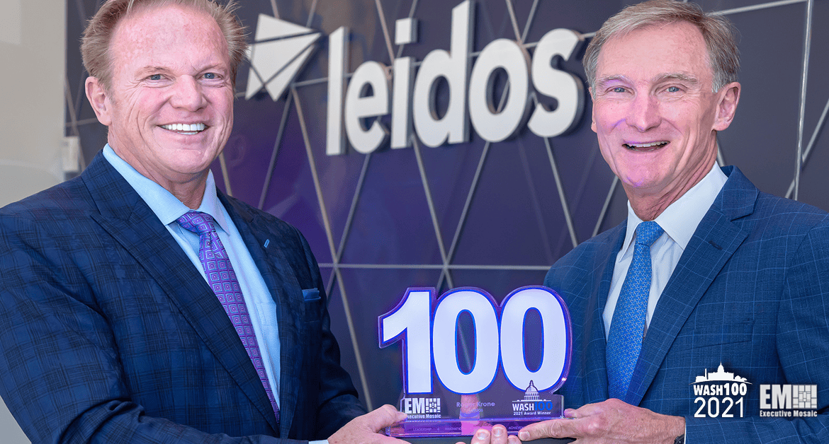 Leidos Chairman, CEO Roger Krone Presented Eighth Consecutive Wash100 Award By Executive Mosaic CEO Jim Garrettson