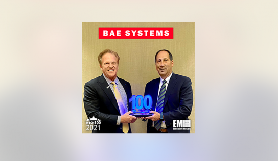 BAE Intelligence & Security President Al Whitmore Presented Fourth Consecutive Wash100 Award From Executive Mosaic CEO Jim Garrettson