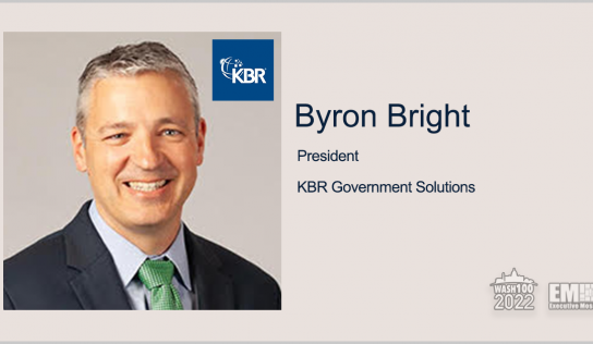 Byron Bright, President of KBR Government Solutions, Receives 3rd Wash100 Award for Military Tech Support, Company Growth Leadership