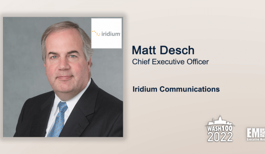 Iridium CEO Matt Desch Earns 8th Consecutive Wash100 Award Recognition