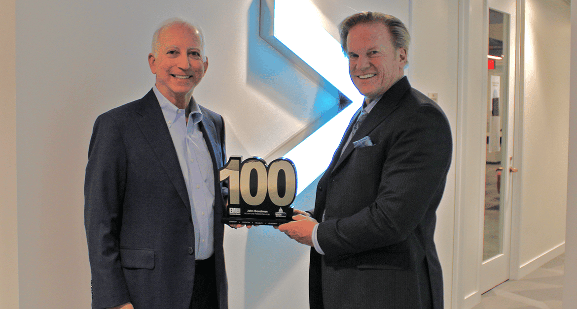 Executive Mosaic CEO Jim Garrettson Presents 5th Consecutive Wash100 Award to John Goodman, Chief Executive of Accenture Federal Services