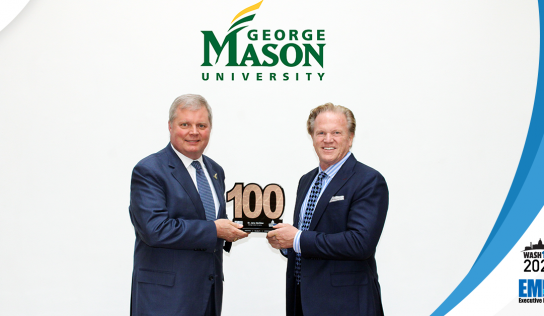 Executive Mosaic CEO Jim Garrettson Presents Jerry McGinn, GMU GovCon Center Executive Director, His 2nd Consecutive Wash100 Award