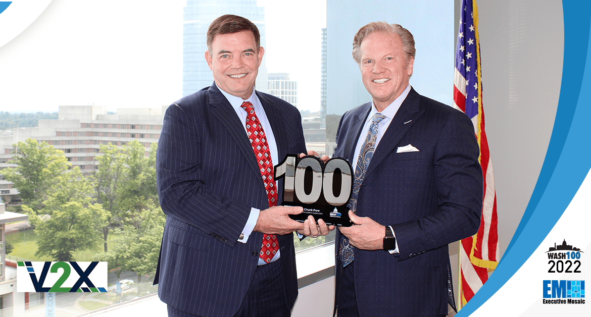 V2X CEO Chuck Prow Presented His 8th Wash100 Award By Executive Mosaic CEO Jim Garrettson