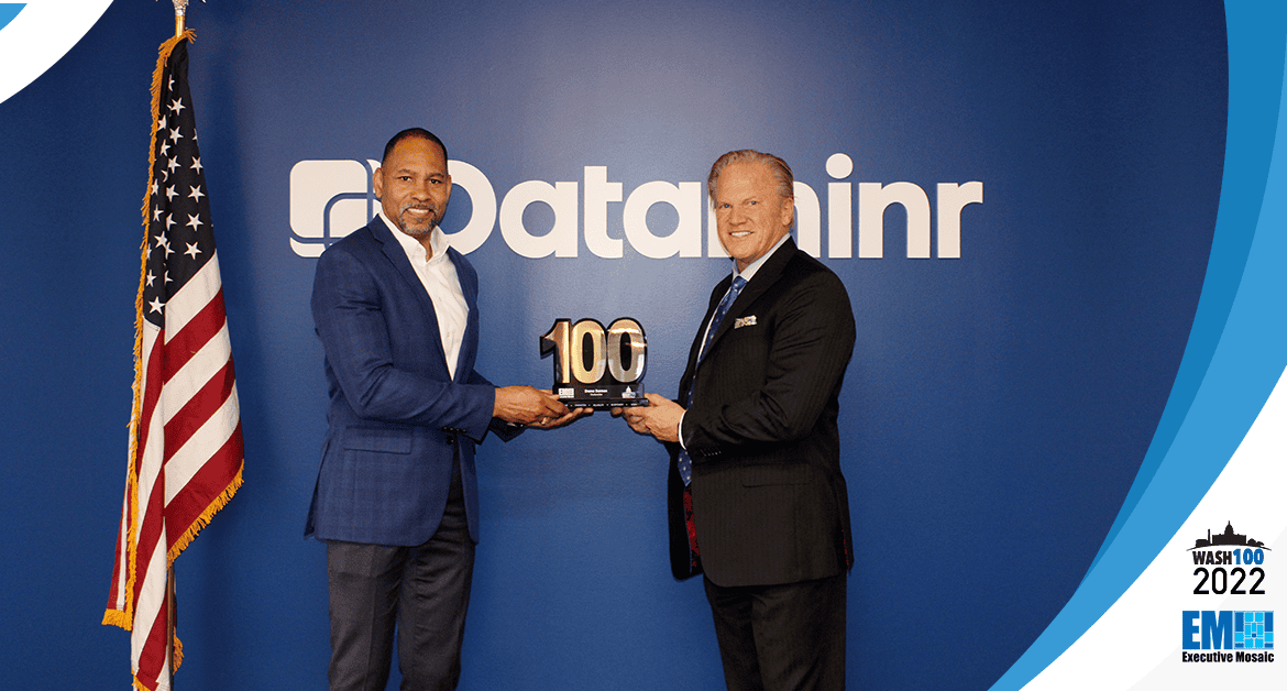 Dataminr Government President Dana Barnes Presented 2022 Wash100 Award By Executive Mosaic CEO Jim Garrettson