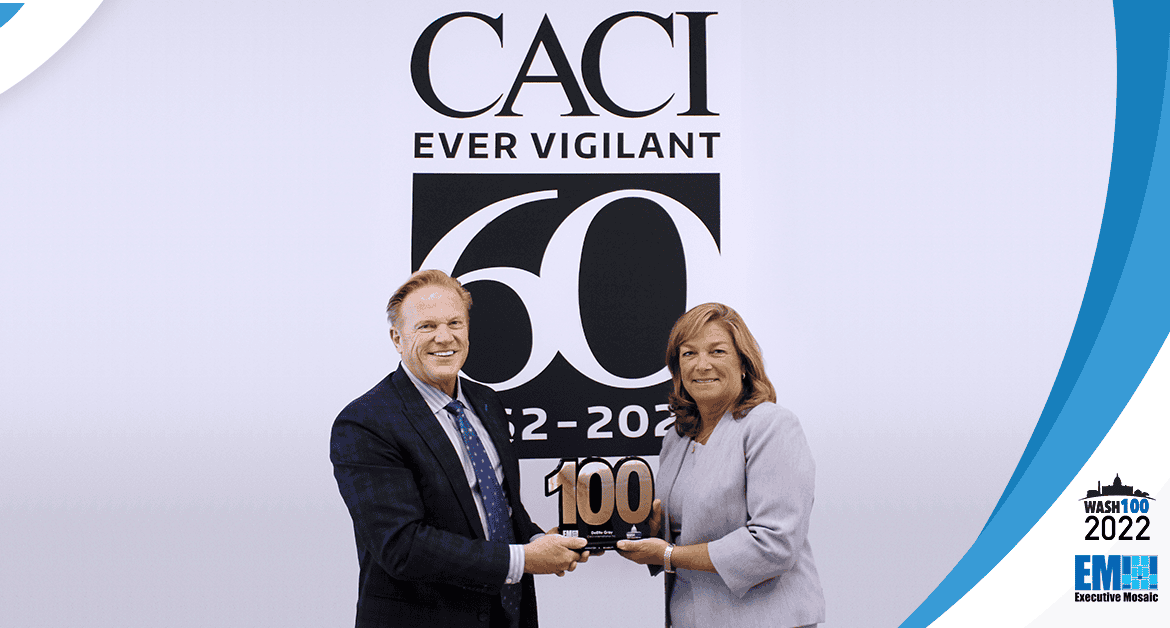 Executive Mosaic CEO Jim Garrettson Presents 6th Wash100 Award to DeEtte Gray, President of CACI’s Business & IT Solutions Sector