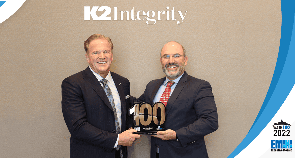 K2 Integrity’s Juan Zarate Receives 2nd Wash100 Award From Executive Mosaic CEO Jim Garrettson