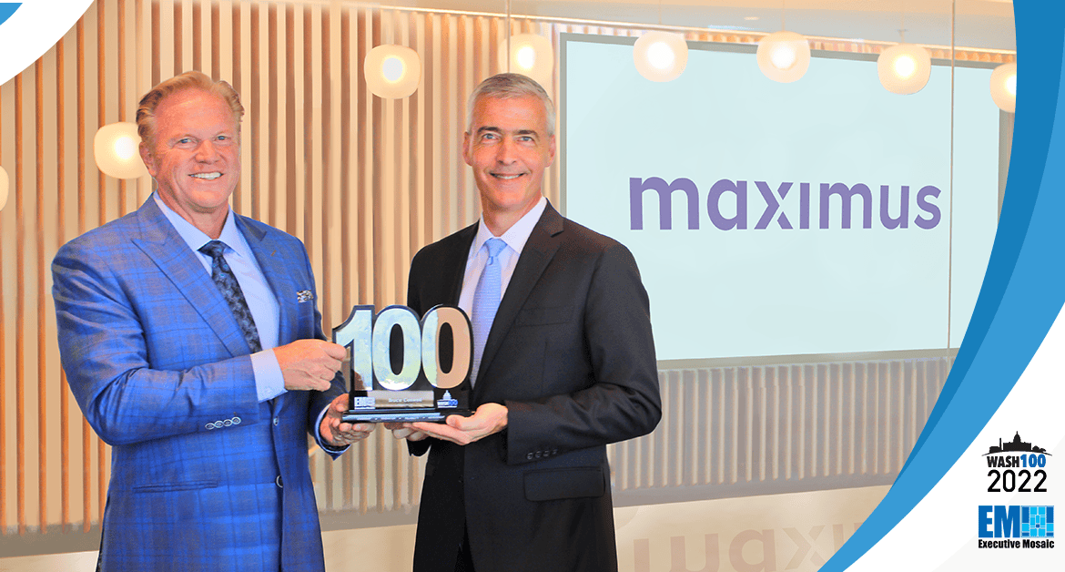 Maximus CEO Bruce Caswell Receives 4th Consecutive Wash100 Award From Executive Mosaic CEO Jim Garrettson