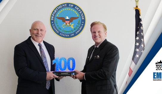 DOD’s David McKeown Accepts 2023 Wash100 Award From Executive Mosaic’s Jim Garrettson