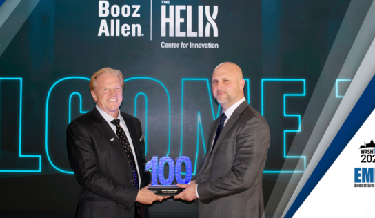 Booz Allen’s Steve Escaravage Accepts 2023 Wash100 Award From Executive Mosaic CEO Jim Garrettson