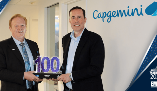 Bill Webner of Capgemini Government Solutions Collects 2024 Wash100 Award From Executive Mosaic’s Jim Garrettson