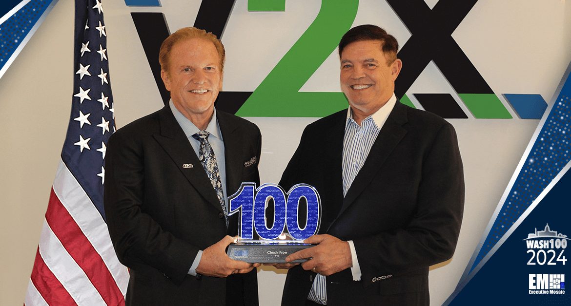 V2X’s Chuck Prow Bestowed With 10th Wash100 Award by Executive Mosaic’s Jim Garrettson