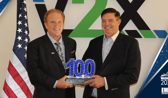 V2X’s Chuck Prow Bestowed With 10th Wash100 Award by Executive Mosaic’s Jim Garrettson