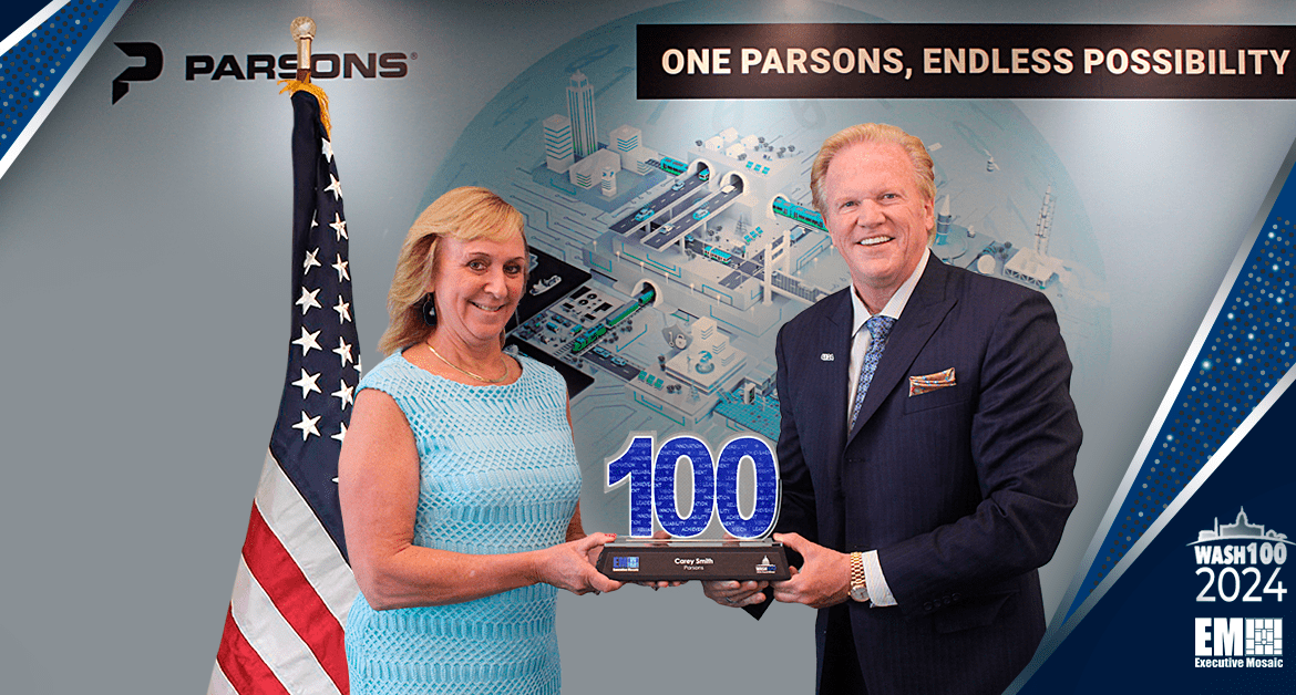 Parsons Chief Carey Smith Receives 2024 Wash100 Award From Jim Garrettson
