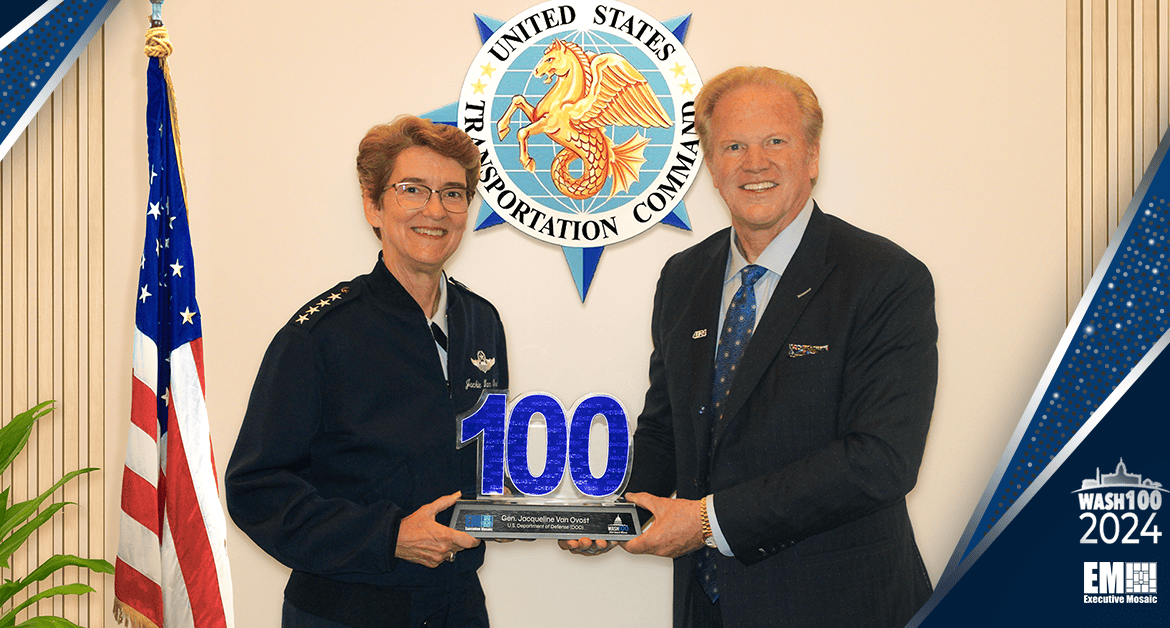 TRANSCOM Commander Jacqueline Van Ovost Accepts 2024 Wash100 Award